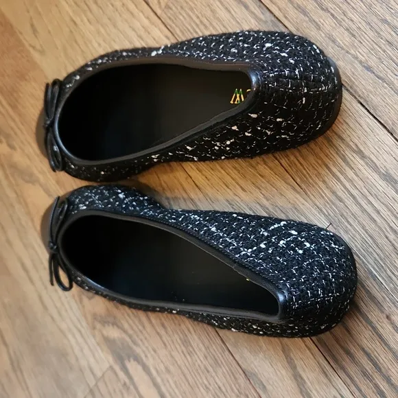 J. Crew New Tweed Ballet Flats in Black