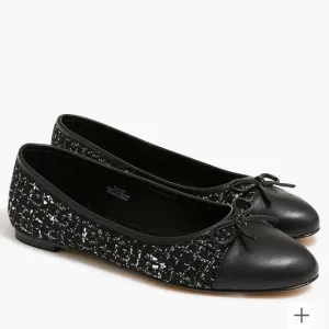 J. Crew New Tweed Ballet Flats in Black