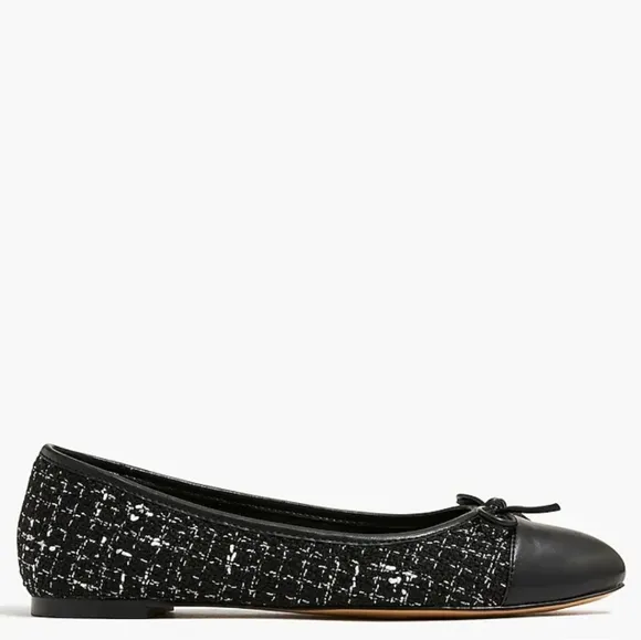 J. Crew New Tweed Ballet Flats in Black