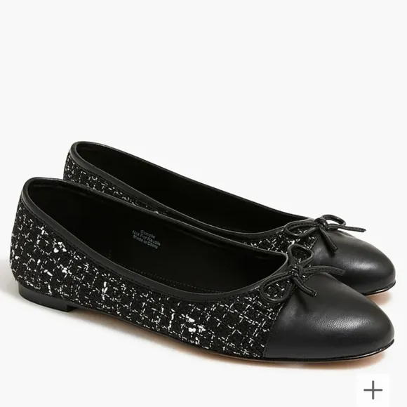 J. Crew New Tweed Ballet Flats in Black