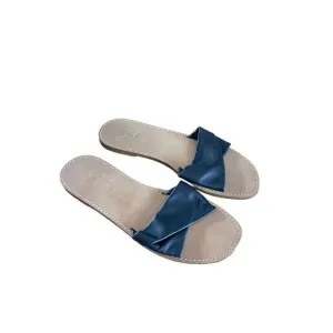 J. Crew Women's Black leather SLip-On Flat Sandals Size 10