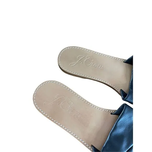J. Crew Women's Black leather SLip-On Flat Sandals Size 10