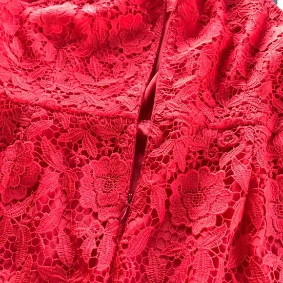 J. Crew Women’s Coral Sleeveless Sheath Midi Dress Floral Pattern Lace Size 14