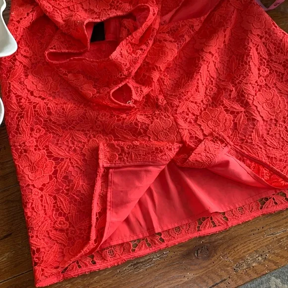 J. Crew Women’s Coral Sleeveless Sheath Midi Dress Floral Pattern Lace Size 14