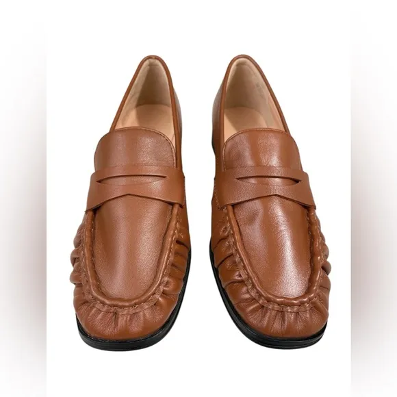 J. Crew Women’s Maison ruched loafers in leather Slip On English Saddle
