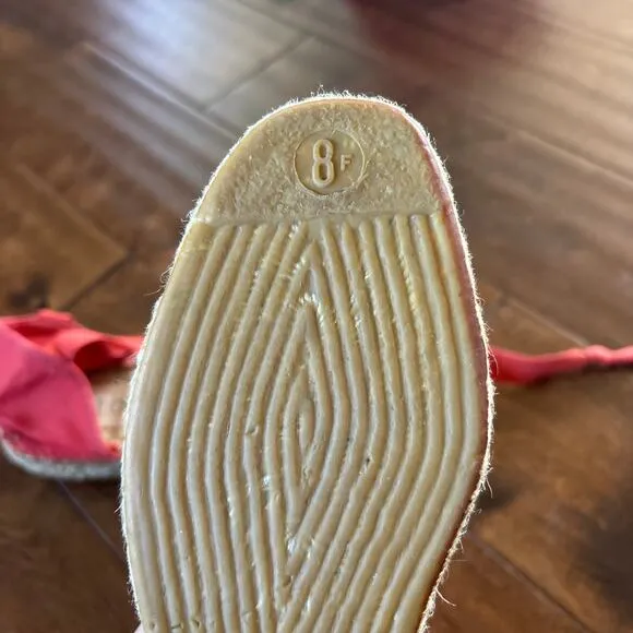 J. Crew Women's Red D'Orsay Wrap Tie Lace-Up Flat Espadrilles Size 8