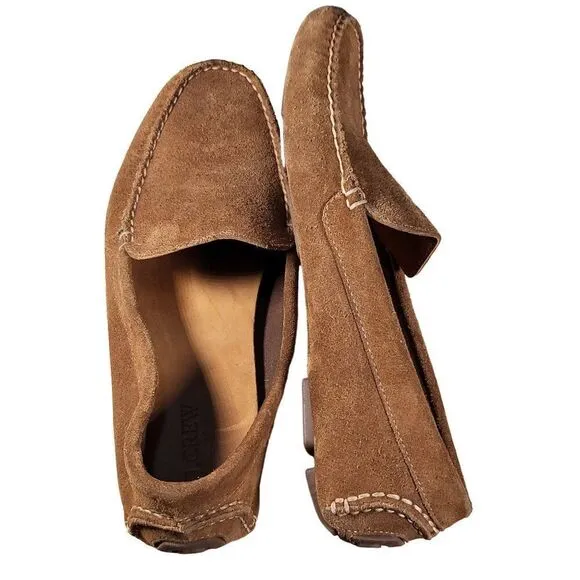 J.‎ Crew Brown Suede Loafers Men Sz 11.5 BF764 Preppy Flat Workwear