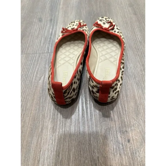 J. McLaughlin Size 6 Leopard Print Ballet Flats Red Trim Anastasia Haircalf