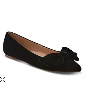 Jack Rogers Black Velvet Bow Pointed toe slip on ballet flats leather insole