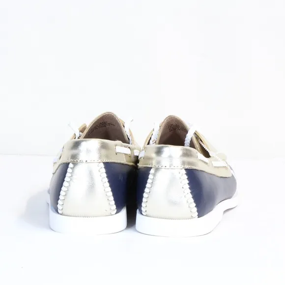 Jack Rogers Bonnie Midnight Platinum Navy Gold Women's Leather Ocean Loafers