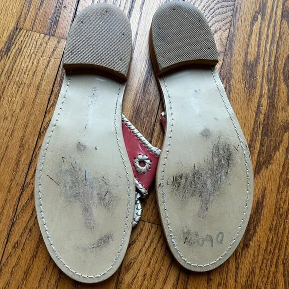 Jack Rogers Flat Navajo Sandals Shoes Flip Flop Rose Gold Leather 10