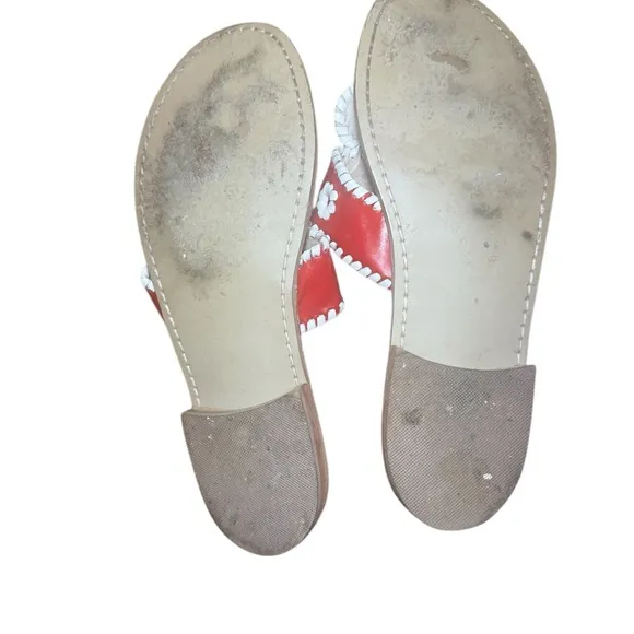 Jack Rogers “Jacks Flat Sandals” Red/White Women’s Size 9