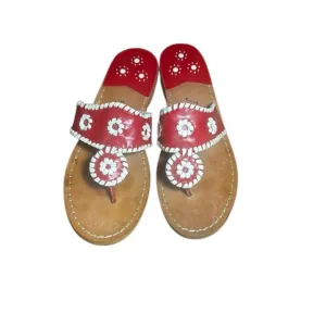 Jack Rogers “Jacks Flat Sandals” Red/White Women’s Size 9