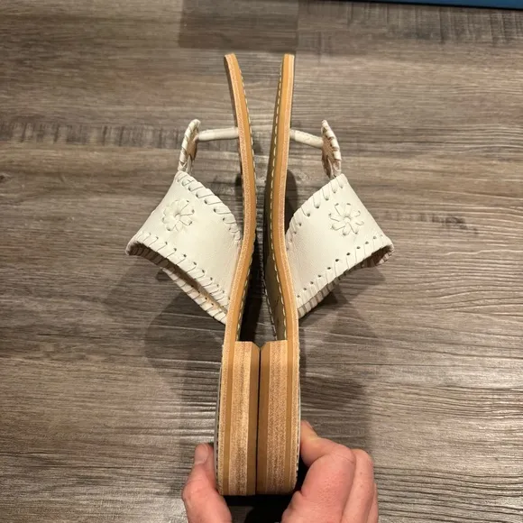 Jack Rogers Jacks Flat White Leather Sandals