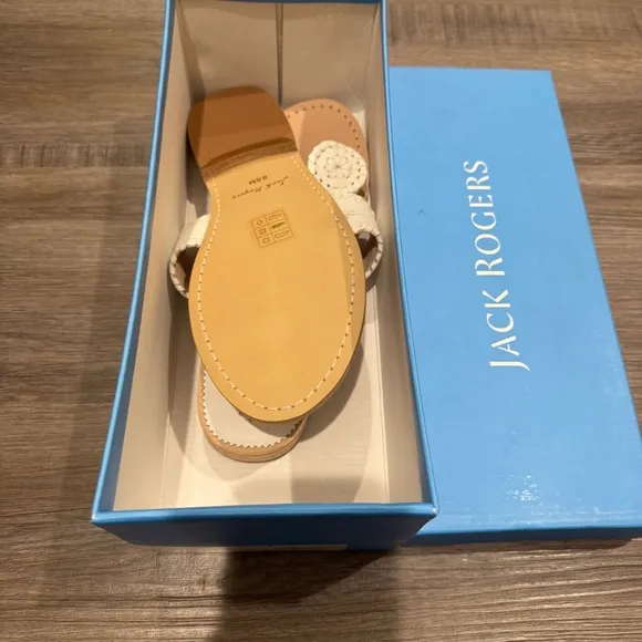Jack Rogers Jacks Flat White Leather Sandals