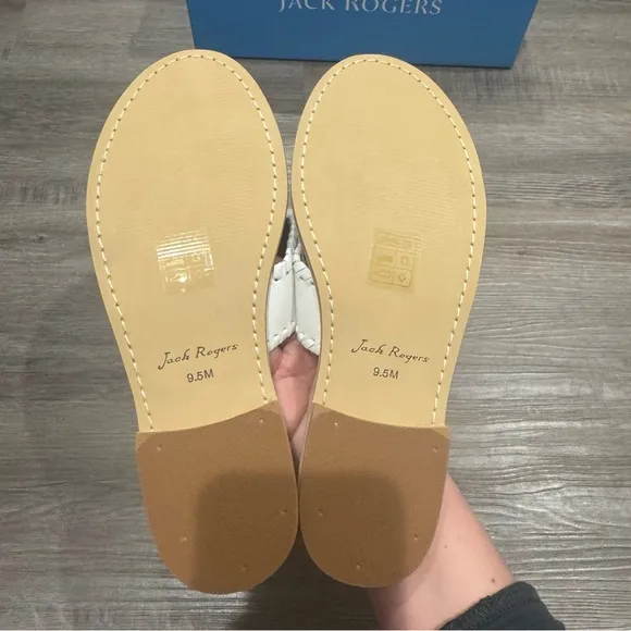 Jack Rogers Jacks Flat White Leather Sandals