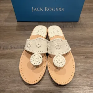 Jack Rogers Jacks Flat White Leather Sandals