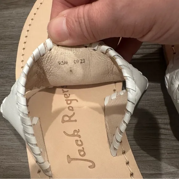 Jack Rogers Jacks Flat White Leather Sandals