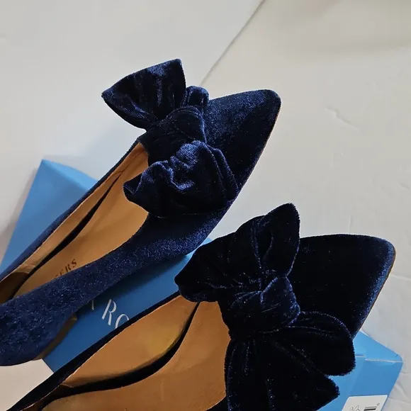 Jack Rogers Navy Velvet Women's Flats with Bow New In Box 11