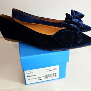 Jack Rogers Navy Velvet Women's Flats with Bow New In Box 11
