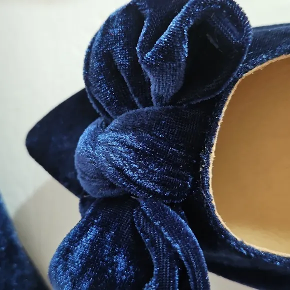 Jack Rogers Navy Velvet Women's Flats with Bow New In Box 11