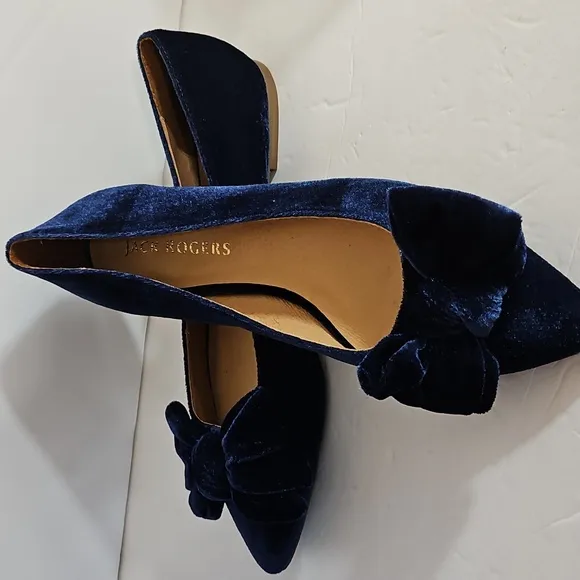 Jack Rogers Navy Velvet Women's Flats with Bow New In Box 11