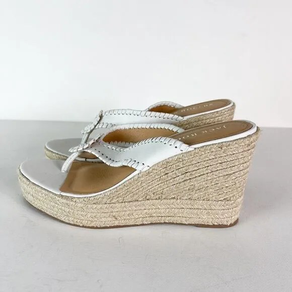Jack Rogers NWOB Women's White Rowan Jute Platform Wedge Espadrilles Size 9