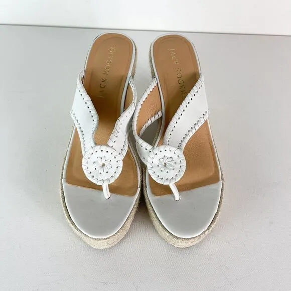 Jack Rogers NWOB Women's White Rowan Jute Platform Wedge Espadrilles Size 9