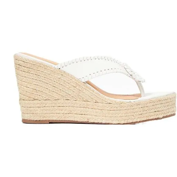 Jack Rogers NWOB Women's White Rowan Jute Platform Wedge Espadrilles Size 9