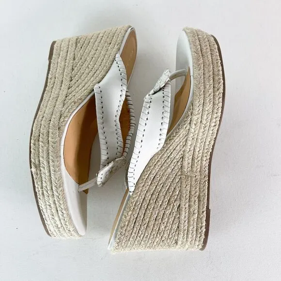 Jack Rogers NWOB Women's White Rowan Jute Platform Wedge Espadrilles Size 9