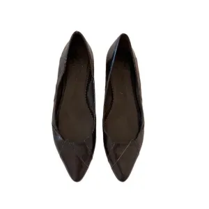 Jack Rogers Womens Black Lined Cross Pointed Toe Ballet Flats Size 10M