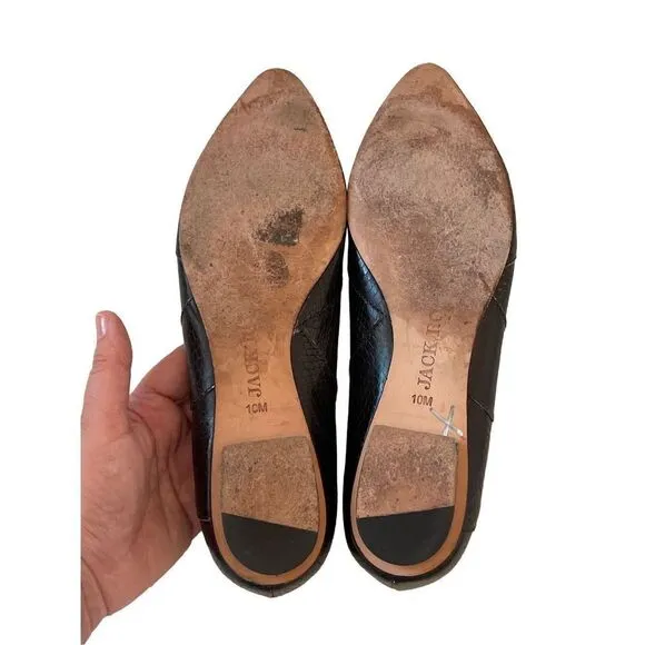 Jack Rogers Womens Black Lined Cross Pointed Toe Ballet Flats Size 10M