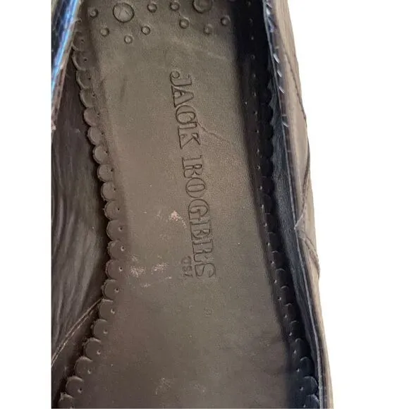 Jack Rogers Womens Black Lined Cross Pointed Toe Ballet Flats Size 10M