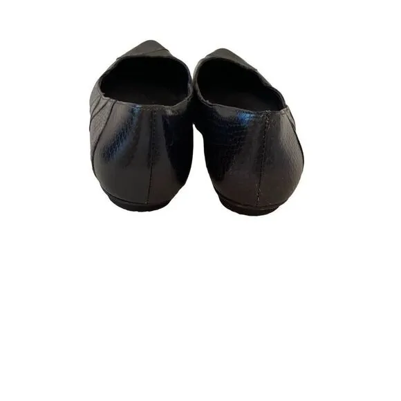 Jack Rogers Womens Black Lined Cross Pointed Toe Ballet Flats Size 10M