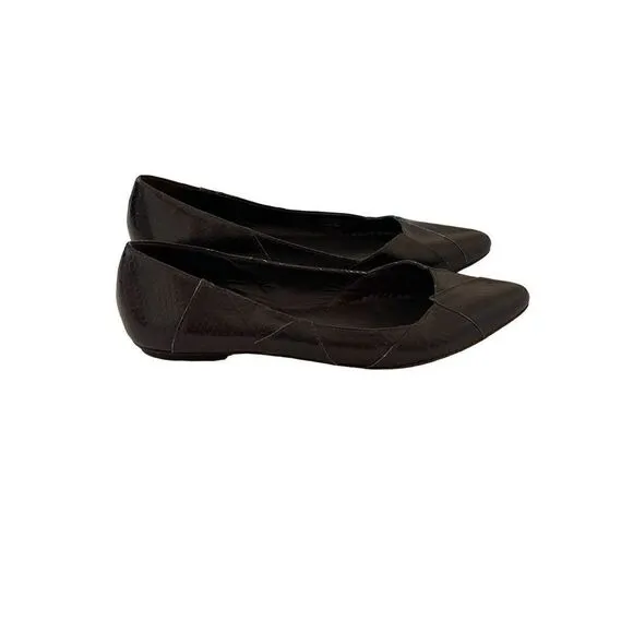 Jack Rogers Womens Black Lined Cross Pointed Toe Ballet Flats Size 10M