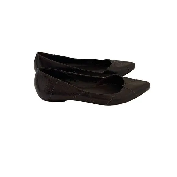 Jack Rogers Womens Black Lined Cross Pointed Toe Ballet Flats Size 10M