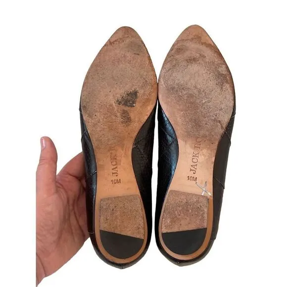 Jack Rogers Womens Black Lined Cross Pointed Toe Ballet Flats Size 10M