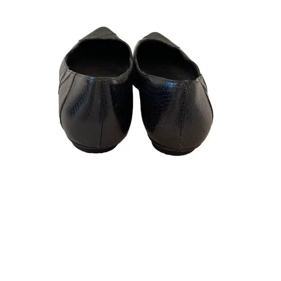 Jack Rogers Womens Black Lined Cross Pointed Toe Ballet Flats Size 10M
