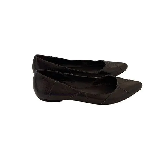 Jack Rogers Womens Black Lined Cross Pointed Toe Ballet Flats Size 10M