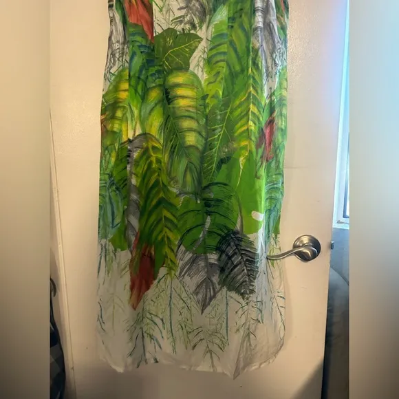 Jams World Tropical Leaf Print M Sleeveless Dress Boho Vintage Vibrant Artsy