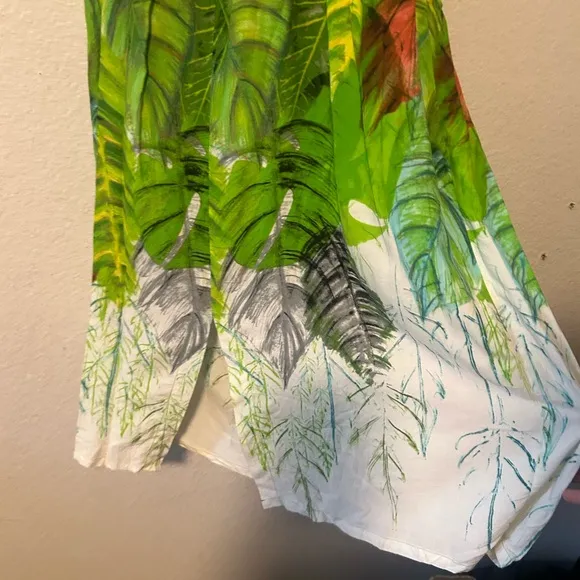Jams World Tropical Leaf Print M Sleeveless Dress Boho Vintage Vibrant Artsy