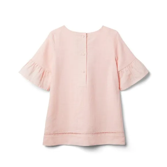 Janie and Jack EMBROIDERED RUFFLE SLEEVE DRESS