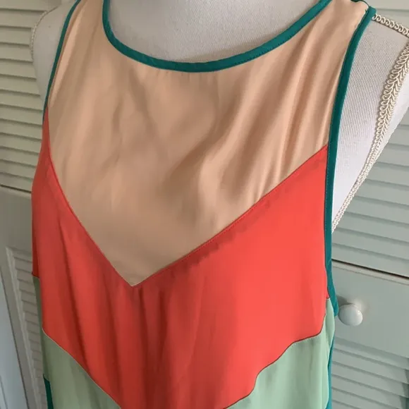 Jarlo Marnie Maxi Dress Women’s Green Chevron Racerback Colorblock NWT Size M