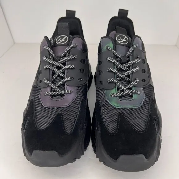 Javi Mens Black Low Top Mesh Surface Chunky Lace Up Size 9 Basketball Shoes