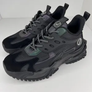 Javi Mens Black Low Top Mesh Surface Chunky Lace Up Size 9 Basketball Shoes