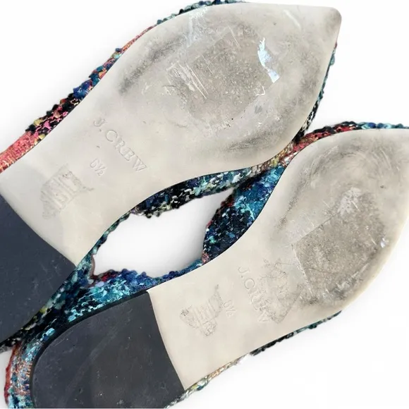 J.Crew Embellished Multicolored Tweed Pointed Audrey Flats Preppy Academia 6.5