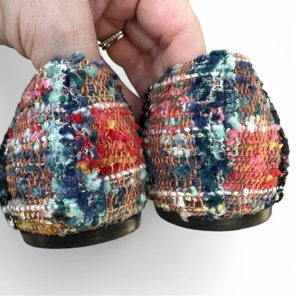 J.Crew Embellished Multicolored Tweed Pointed Audrey Flats Preppy Academia 6.5