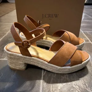 J.CREW Sueded Heeled Platform Espadrilles