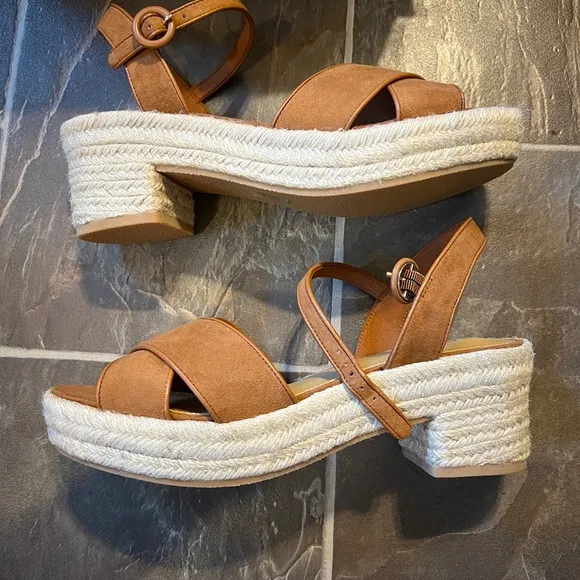 J.CREW Sueded Heeled Platform Espadrilles