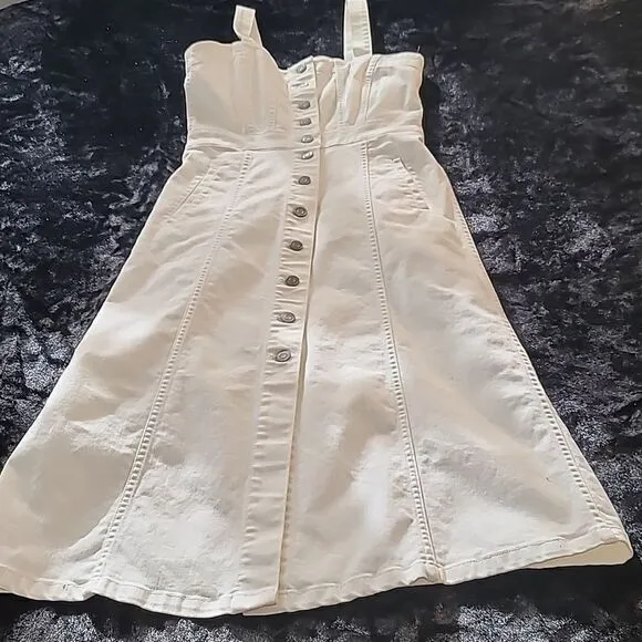 J.Crew Denim Button Front Midi Overall Dress